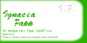 ignacia papp business card